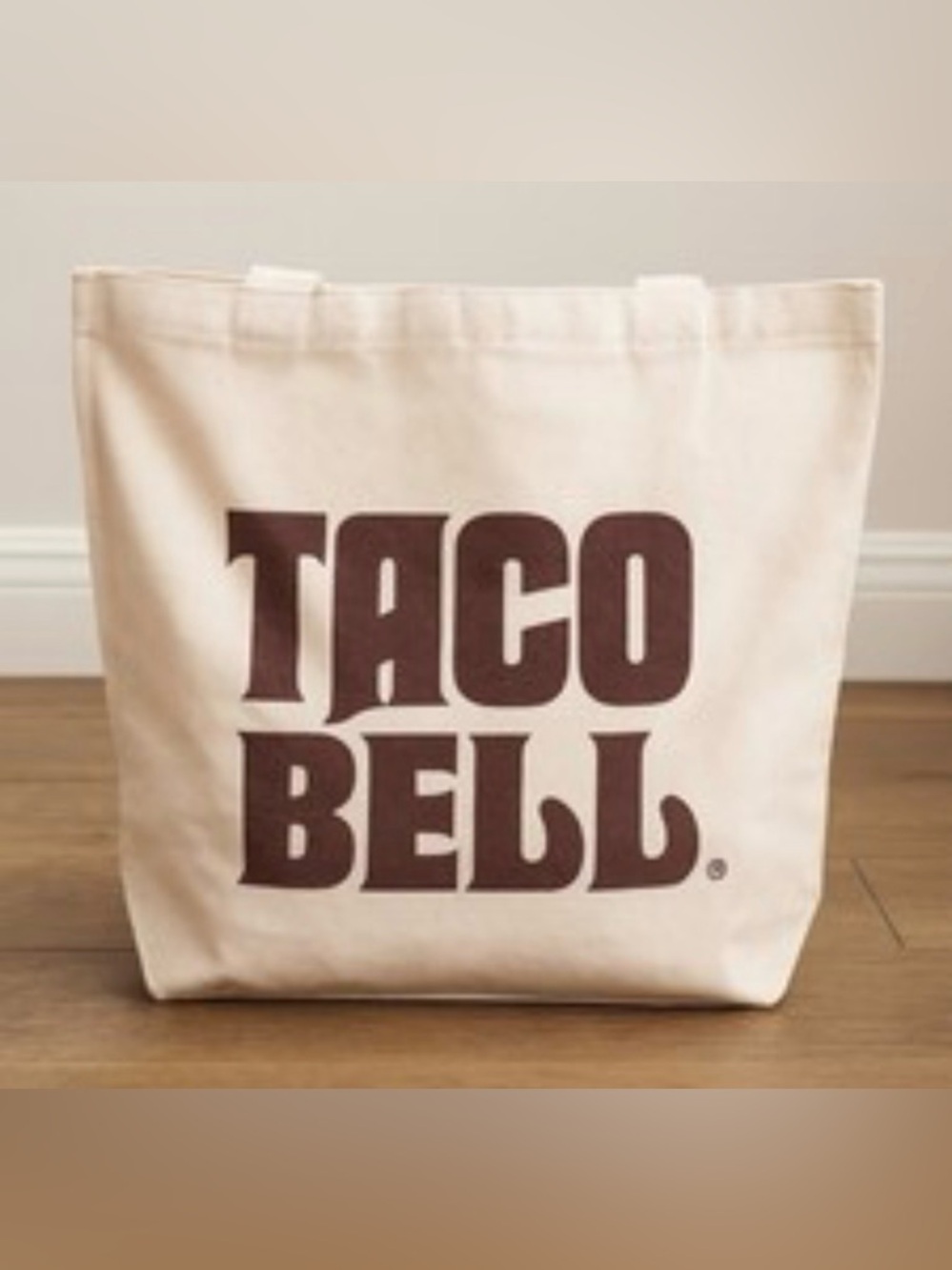Taco Bell Canvas Tote Bag Cream Brown Retro Logo Reusable Shopper New No Tag